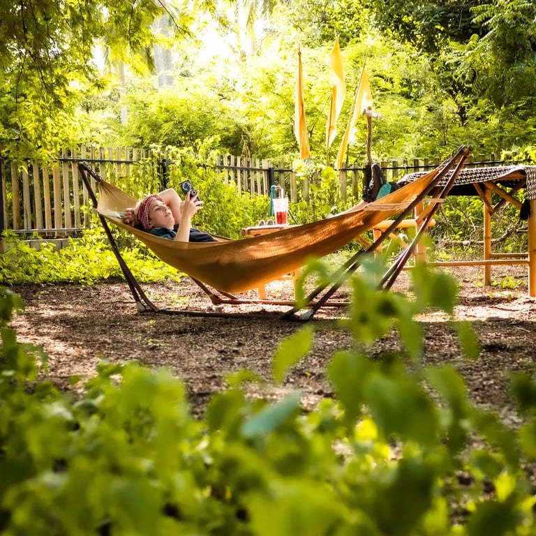The hammock lounge area in Pranburi